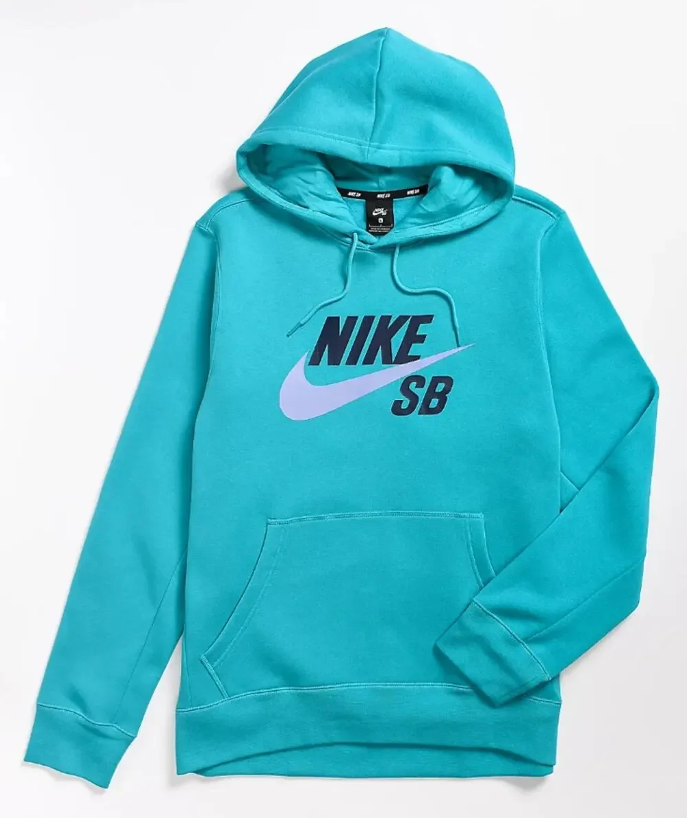 Nike SB Icon Oracle Aqua Blue Pullover Hoodie Men's Sz XS